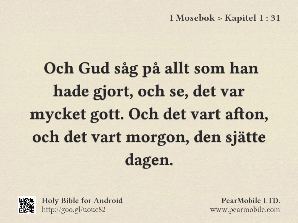 1 Mosebok, Kapitel 1:31